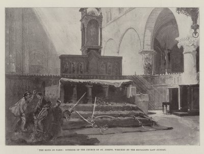 The Riots in Paris, Interior of the Church of St Joseph, wrecked by the Socialists Last Sunday by Henry Charles Seppings Wright
